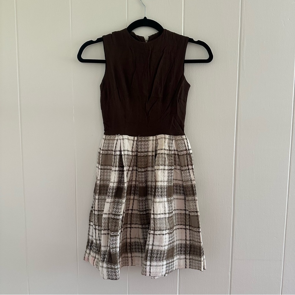 Vintage Brown and Plaid Dress